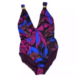 Amoressa Swimwear Rumba One Piece Plum Wine Swimsuit Size 10